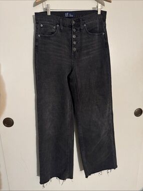 GAP Button Fly Washed Black High Rise Wide Leg Jeans